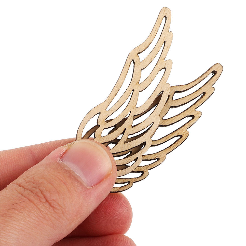 Christmas Craft Embellishment - 80Pcs Vintage Wooden Angel Wings Unfinished