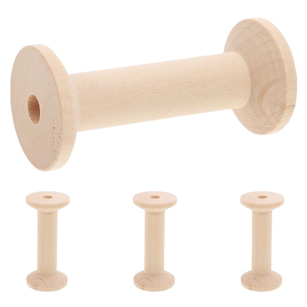 Embroidery Craft - 4Pcs Wooden Bobbin Set Smooth Finish