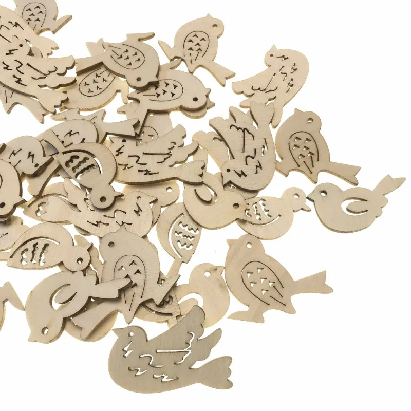50pcs Wooden Bird Pattern DIY  - đánh giá và giá Embellishments For Scrapbooking
