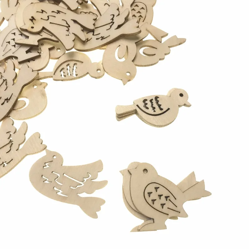 50pcs Wooden Bird Pattern DIY  - đánh giá và giá Embellishments For Scrapbooking