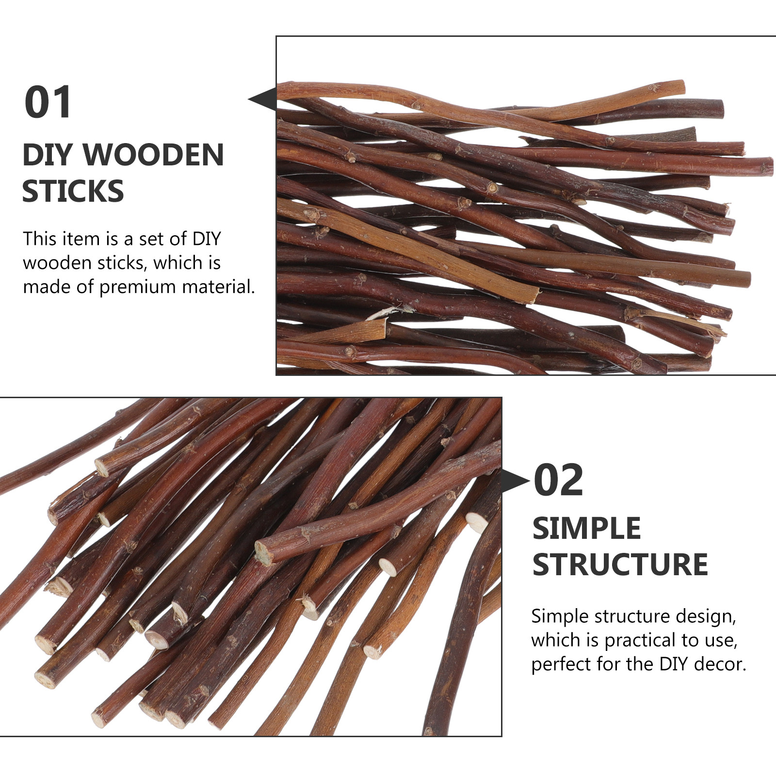 40Pcs DIY Wooden Sticks Natura - đánh giá và giá Embellishment Crafts
