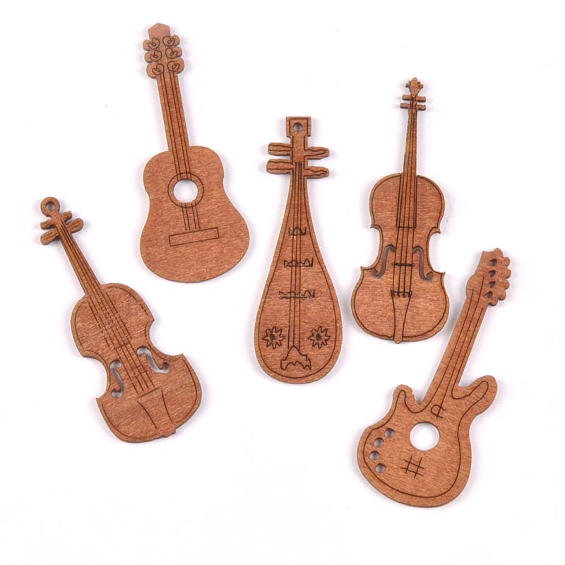 20Pcs/set Wood Handicraft guit - đánh giá và giá Embellishments For Scrapbooking