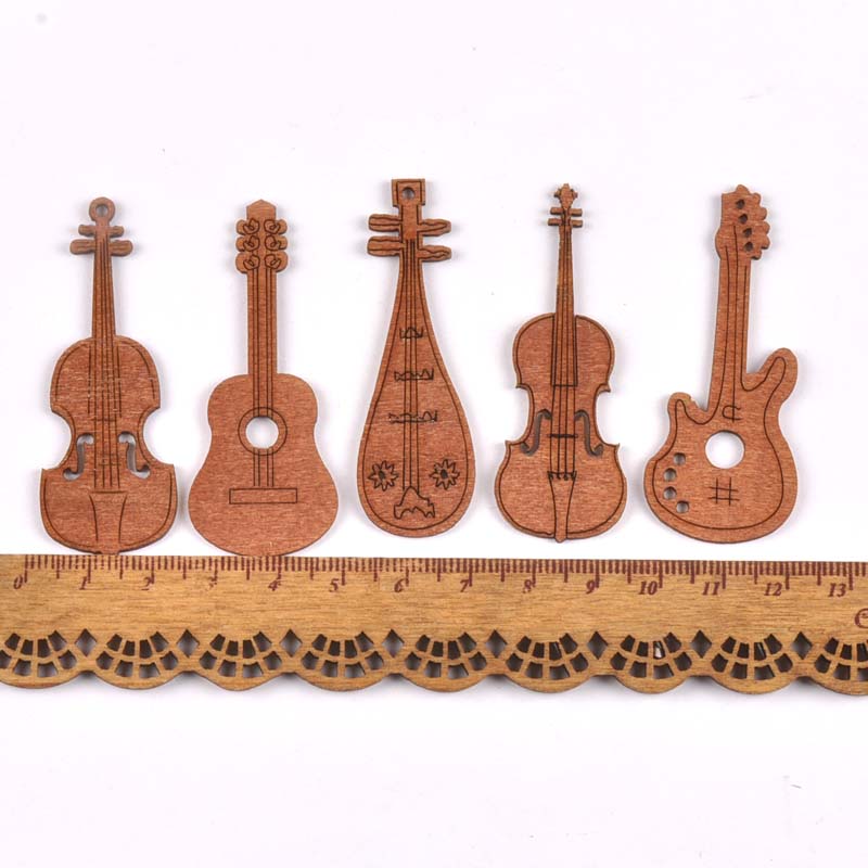 20Pcs/set Wood Handicraft guit - đánh giá và giá Embellishments For Scrapbooking