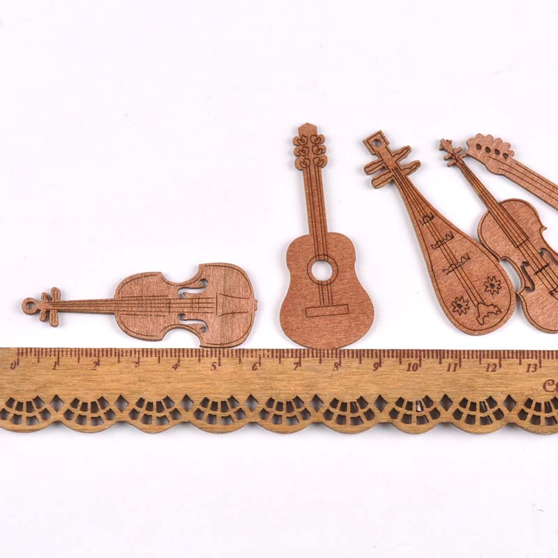 20Pcs/set Wood Handicraft guit - đánh giá và giá Embellishments For Scrapbooking