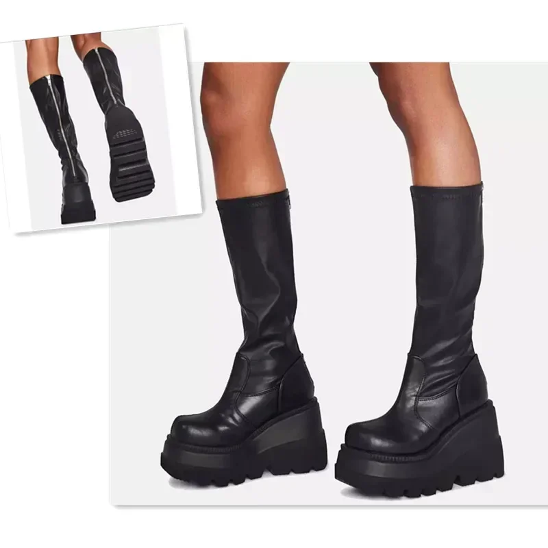Punk Women Platform Boots Elas - đánh giá và giá Guipure Lace Panel