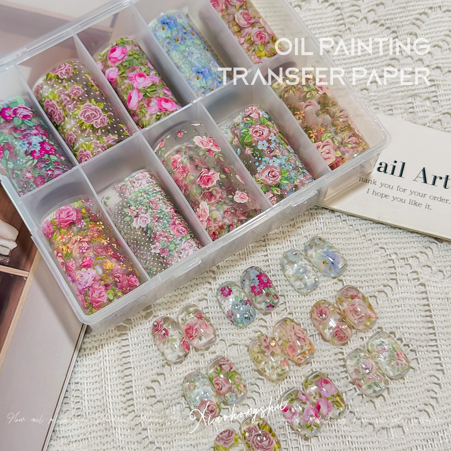 10 Rolls Rose Flower Nail Foil - đánh giá và giá Glitter Vinyl Roll