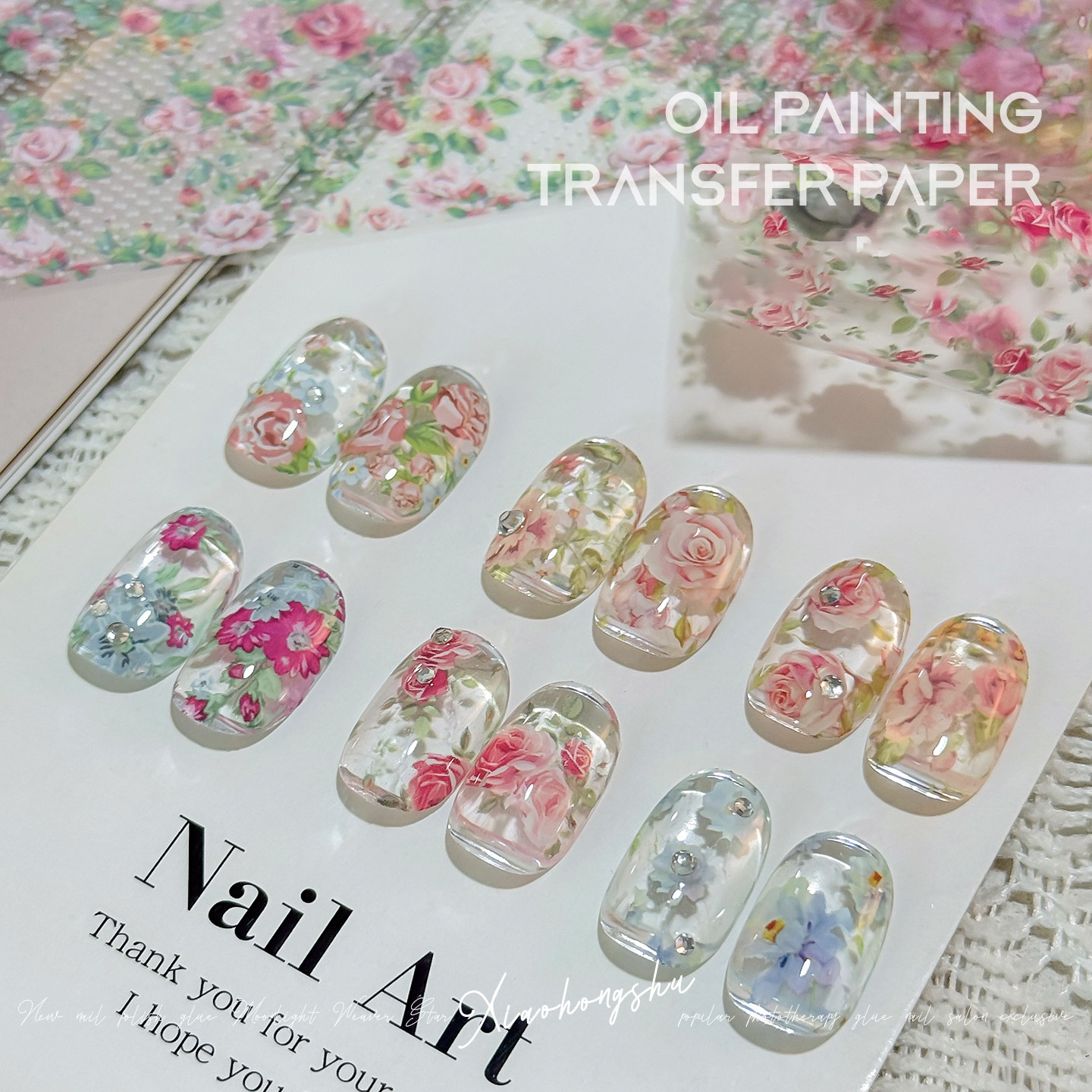 10 Rolls Rose Flower Nail Foil - đánh giá và giá Glitter Vinyl Roll