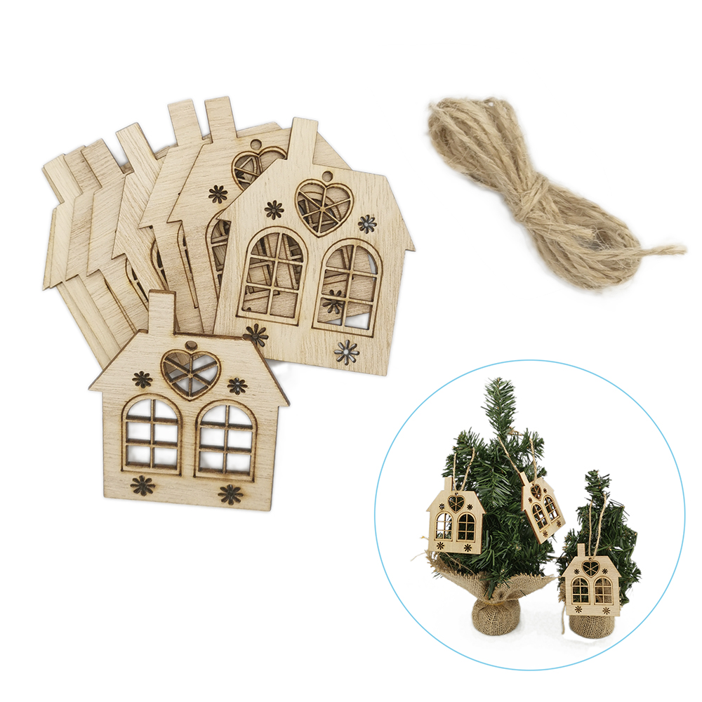 10pcs Wooden Hollow House Cuto - đánh giá và giá Christmas Craft Embellishment