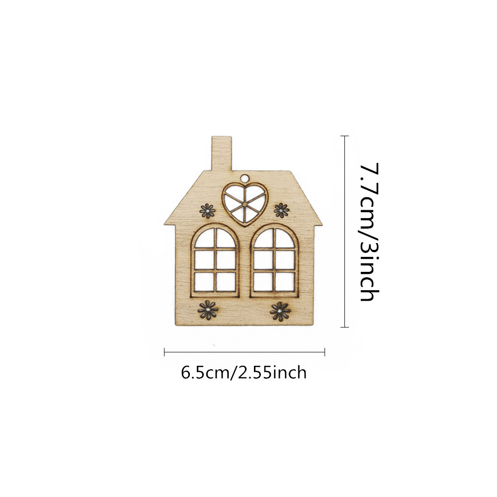 10pcs Wooden Hollow House Cuto - đánh giá và giá Christmas Craft Embellishment