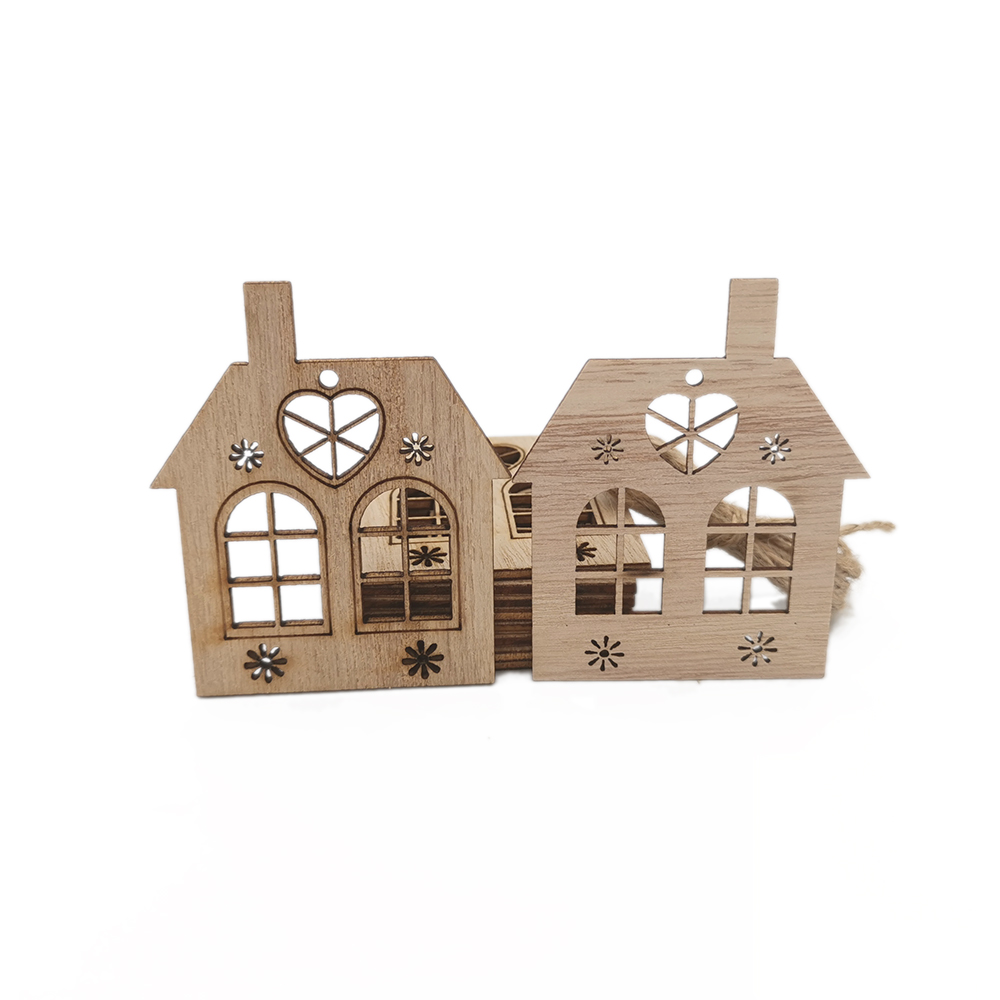 10pcs Wooden Hollow House Cuto - đánh giá và giá Christmas Craft Embellishment