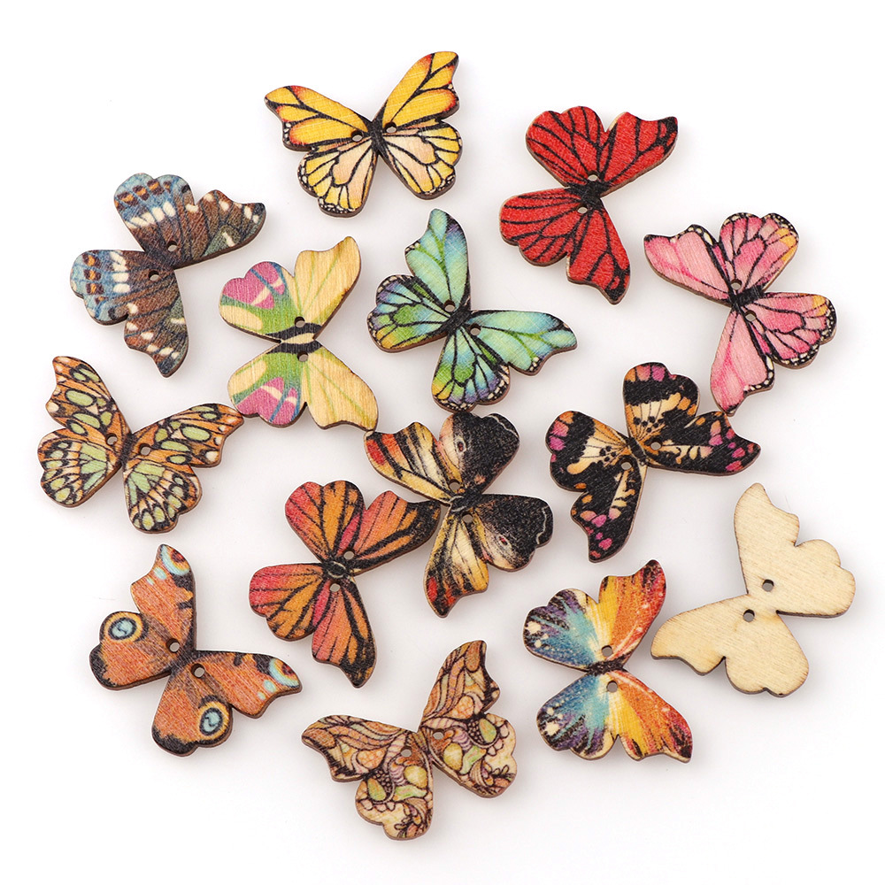 50pcs Butterfly wooden button  - đánh giá và giá Embellishments For Scrapbooking