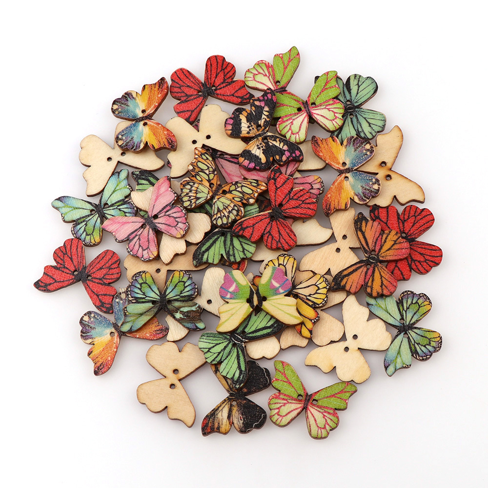 50pcs Butterfly wooden button  - đánh giá và giá Embellishments For Scrapbooking