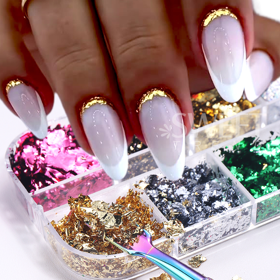 12 Grids Golden Foils Nails Gl - đánh giá và giá Glitter Vinyl Roll
