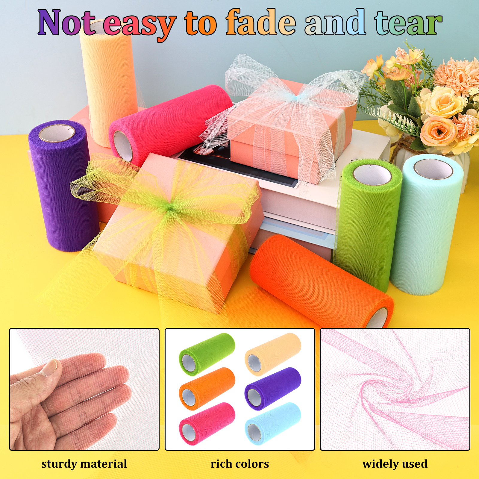 6 Colours Organza Tulle Fabric - đánh giá và giá Organza Ribbon Spool