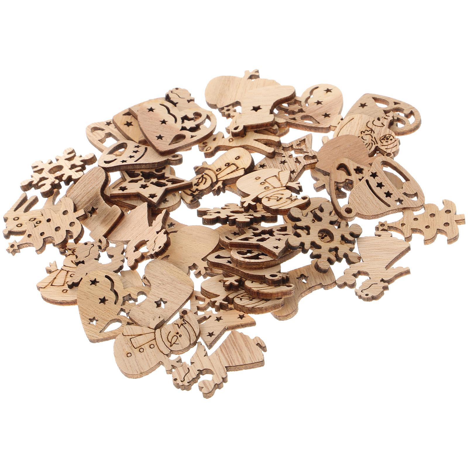 50Pcs Premium Wooden Shapes Cu - đánh giá và giá Christmas Craft Embellishment