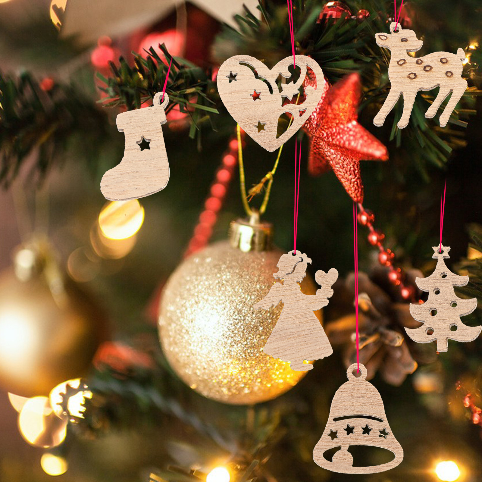 50Pcs Premium Wooden Shapes Cu - đánh giá và giá Christmas Craft Embellishment