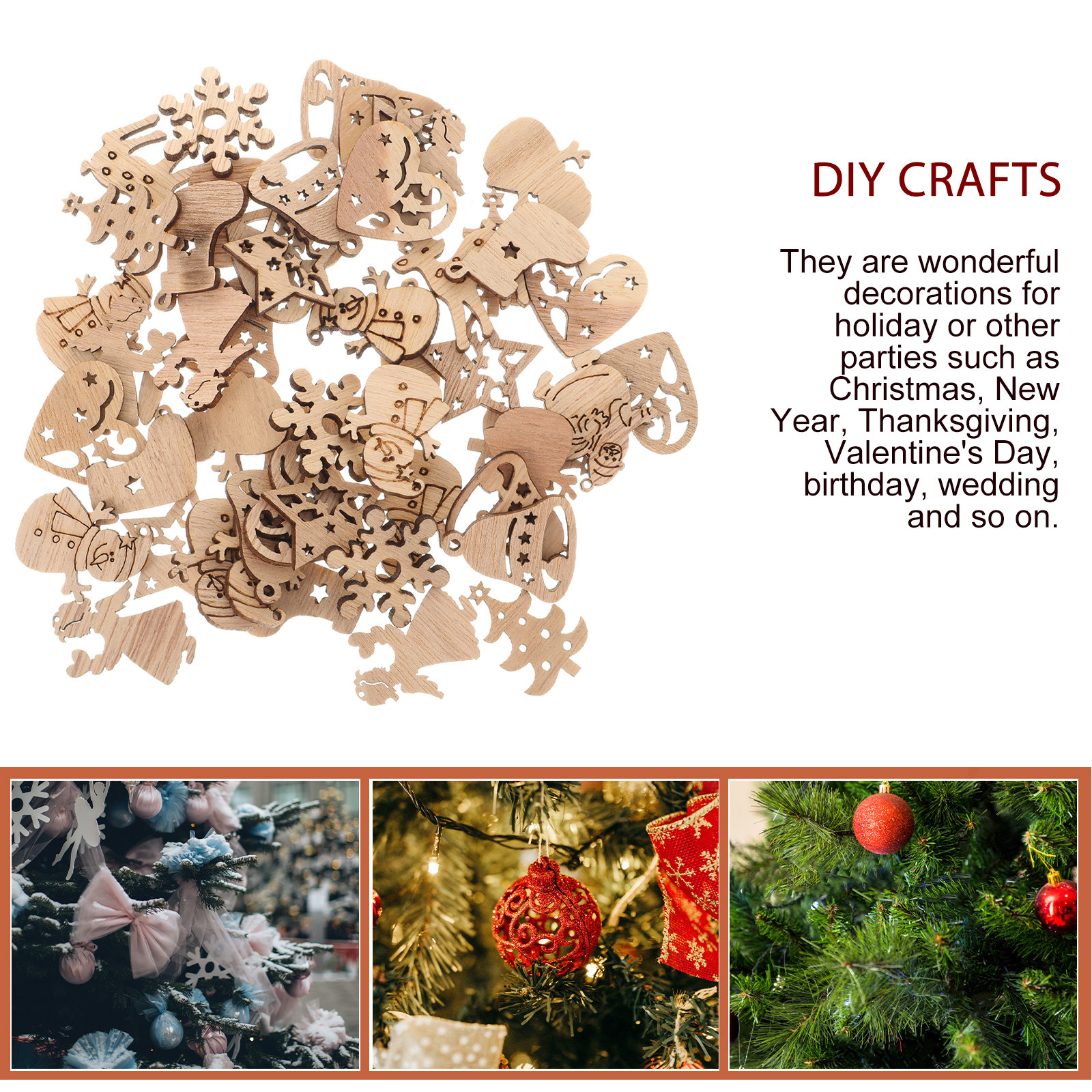 50Pcs Premium Wooden Shapes Cu - đánh giá và giá Christmas Craft Embellishment
