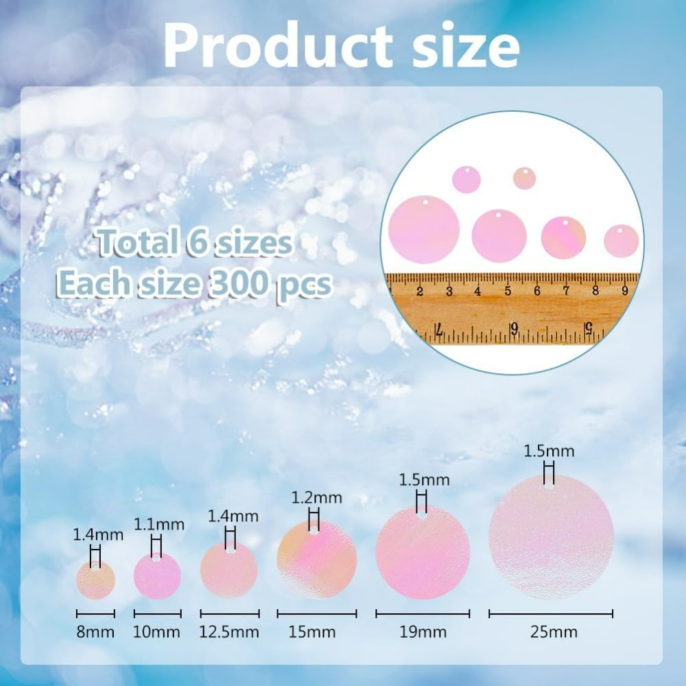 1800Pcs 6 Sizes Loose Sequin F - đánh giá và giá Embroidery Craft