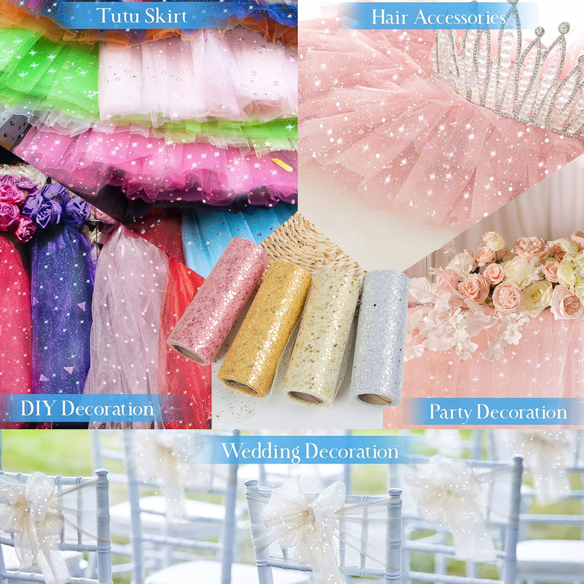 Glitter Tulle Rolls Birthday P - đánh giá và giá Organza Ribbon Spool