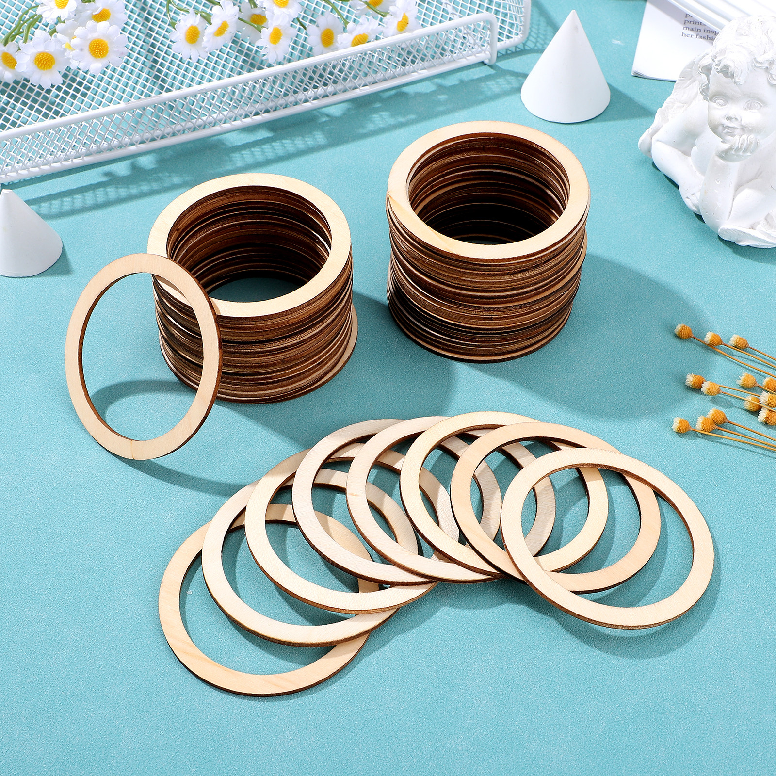 50Pcs Round Wooden Circle Embe - đánh giá và giá Christmas Craft Embellishment